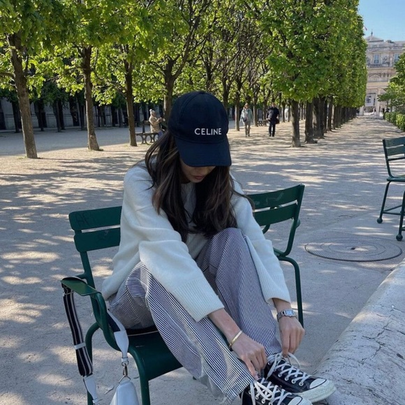 Celine Black Baseball Cap Large